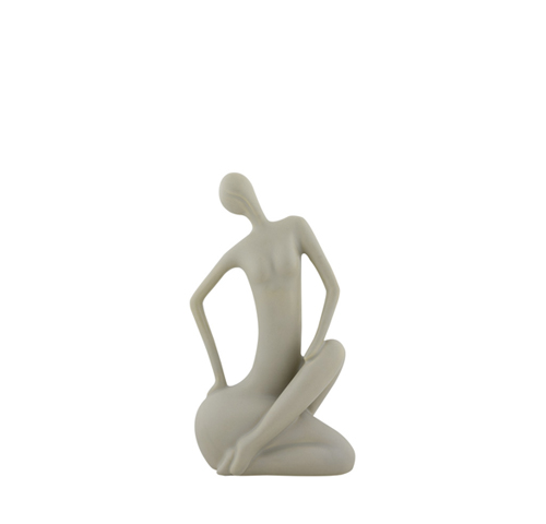 111 Woman - Sculpture femme assise en ceéramique beige H.25cm